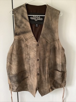 Vintage Leather Vest. LEATHER GALLERY. Size 44