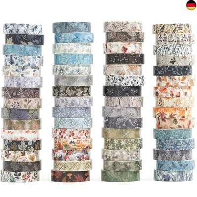 YUBX 60 Rollen Blumen Washi Tape Set Kreative Basic Dünn Schnee Dekorative
