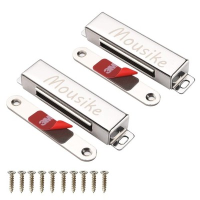 Mousike Magnetic Door Catch，70lb Stainless Steel Cabinet 70lb-2Pack, Silver