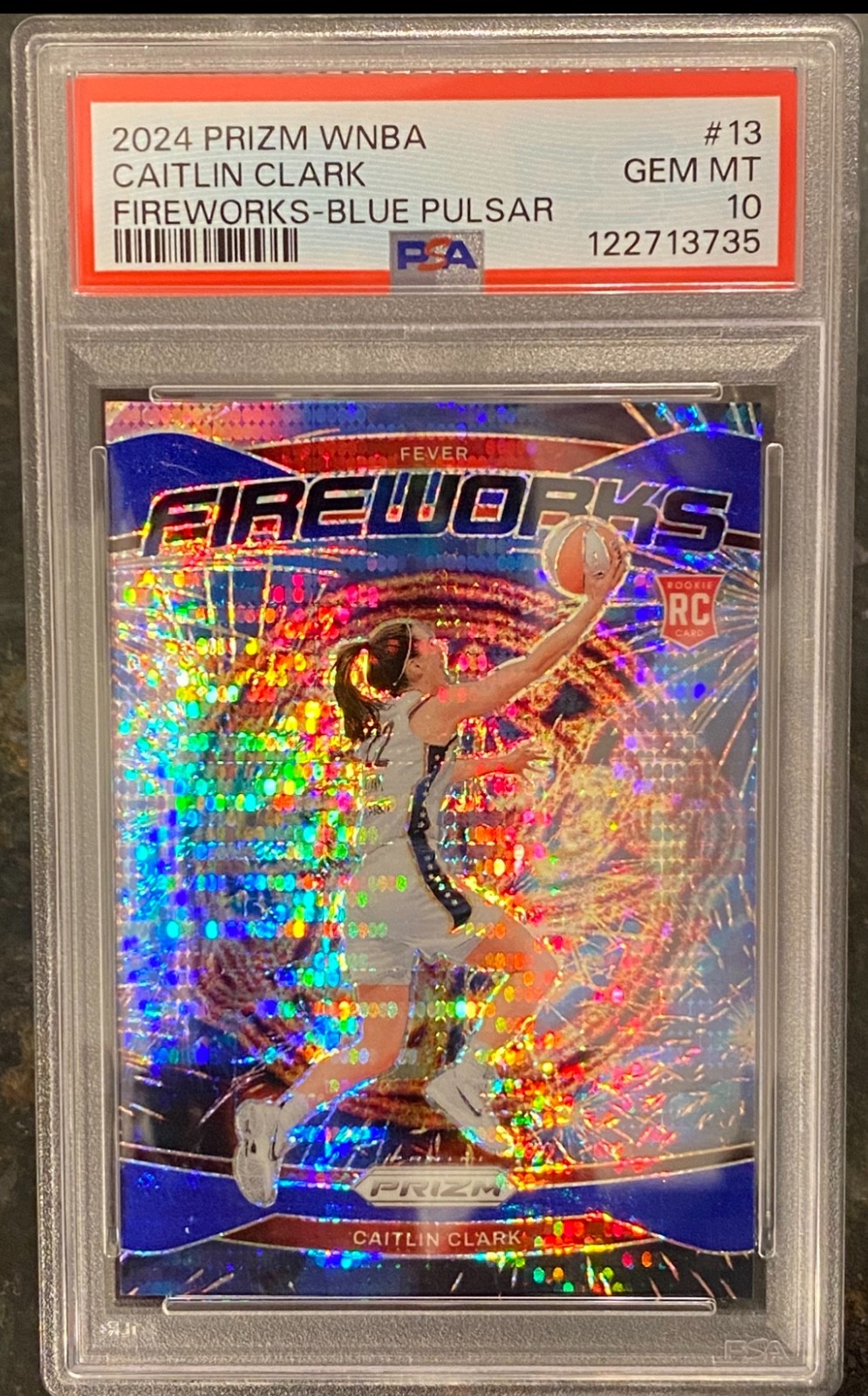 2024 Panini Prizm WNBA Caitlin Clark Fireworks Blue Pulsar RC #/199💥PSA 10💥