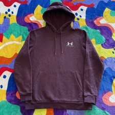 Under Armour Hoodie Mens Small Pullover Maroon Burgundy Athletic Sportswear Logo
