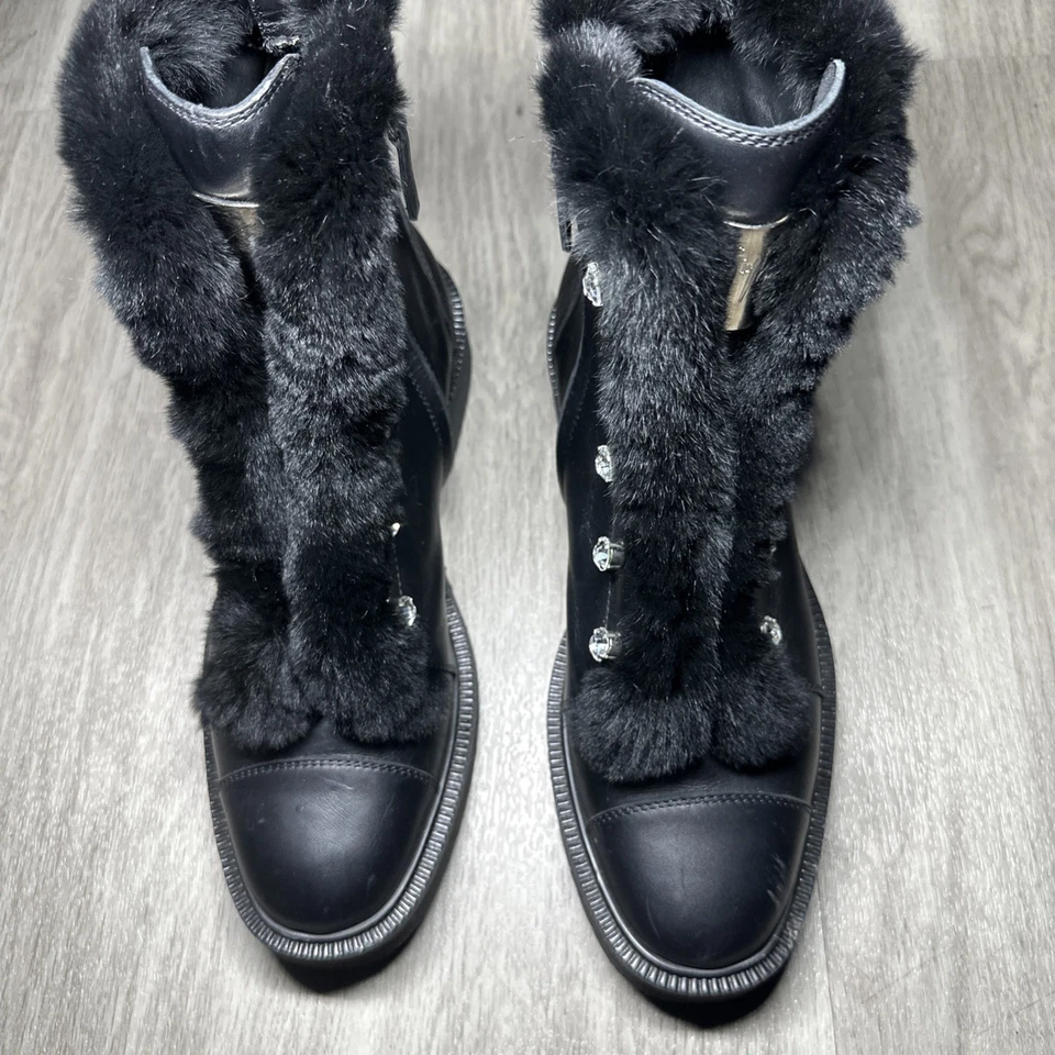 VINTAGE! Giuseppe Zanotti Women’s Black Hilary Military Boots EURO 38.5 - Image 3 of 4