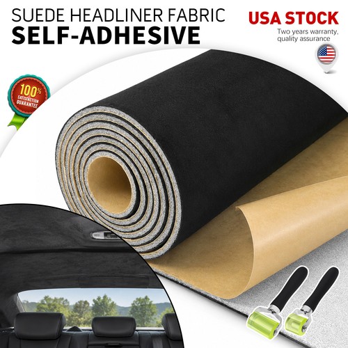 1PC Black 19"*78" Suede Headliner Fabric Strong Self Adhesive backing brand new