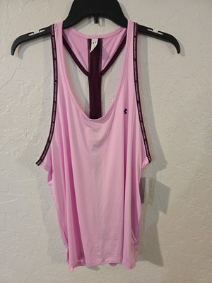Under Armour Women Pink Tech Knockout Racerback Training Tank Top Size Large