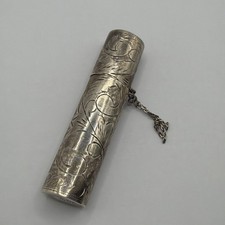 Vintage Sterling Silver Floral Engraved Tube Container 9g