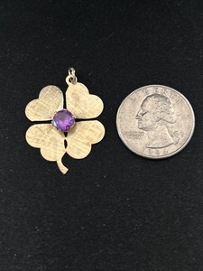 Pendentif Ou Boucle D'Oreille Trèfle 4 Feuilles - Or 10K/14K - Monture Antique - Neuf