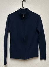 Woolovers Sweater Men  s Full Zip Navy Blue Pure Wool Long Sleeve Preppy Sz S