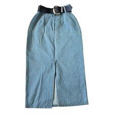 Vtg denim skirt long midi slit light wash size 9 juniors JCPenney Mixed Blues
