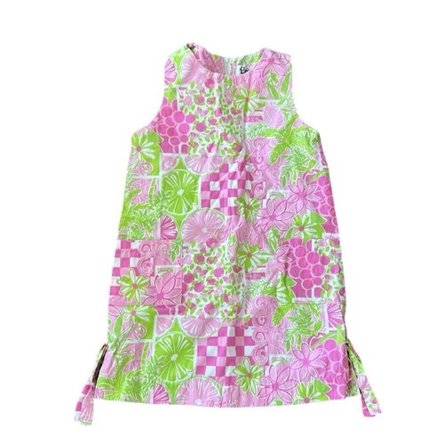 Lilly Pulitzer Vintage GIRLS Elephant White Label Pocket Floral Shift Dress