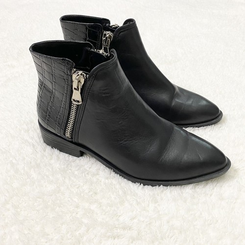 Steven by Steve Madden Hickory en relieve de cuero negro Botas al mujer 9.5 eBay