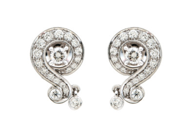 Van Cleef & Arpels Nid de Paradis Diamond 18K White Gold Earrings