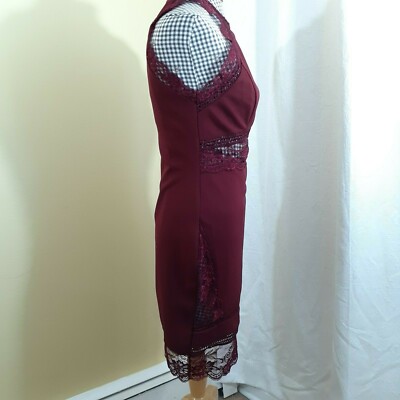 AKIRA Womens Sleeveless Knee-Length Dress Burgundy Lace Size L | eBay