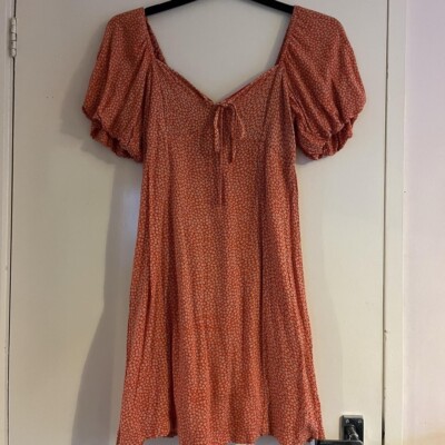 warehouse orange floral dress Warehouse Orange Floral Dress Size 8