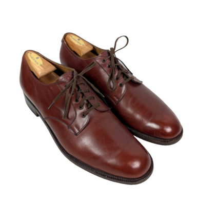 BROOKS BROTHERS English Plain Toe Brown Blucher Shoes Sz 9 C / 43 EU Cheaney