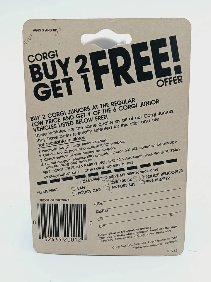 Vintage 1984 Corgi Jr.  Diecast Iveco Parts Delivery Truck  1/64  MOC NIP - Image 3 of 4