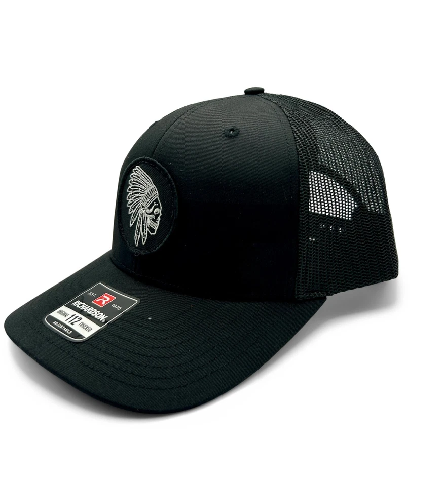 Sombrero parche bordado calavera apache | Richardson 112 negro Snapback | Calavera india Foto 2 de 3