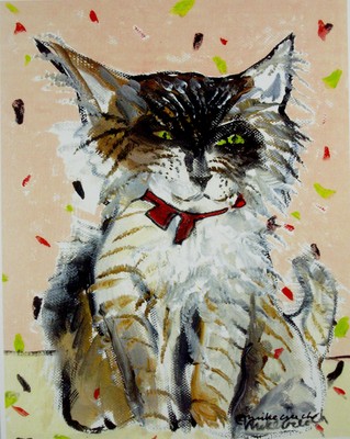 PRIM u0026 PROPER KITTY Tabby Cat Sitting Folk Art print by Mike Creech KY  11x14  eBay