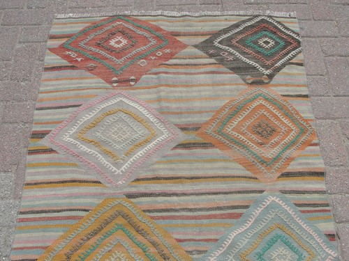 3x5 ft Small Striped kilim rug - rugs for living room - Picture 3 of 10
