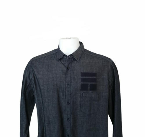 Black Barrett by Neil Barrett Dark Blue Denim Skinny Fit L/S Dark Size Large Men - Picture 5 of 12