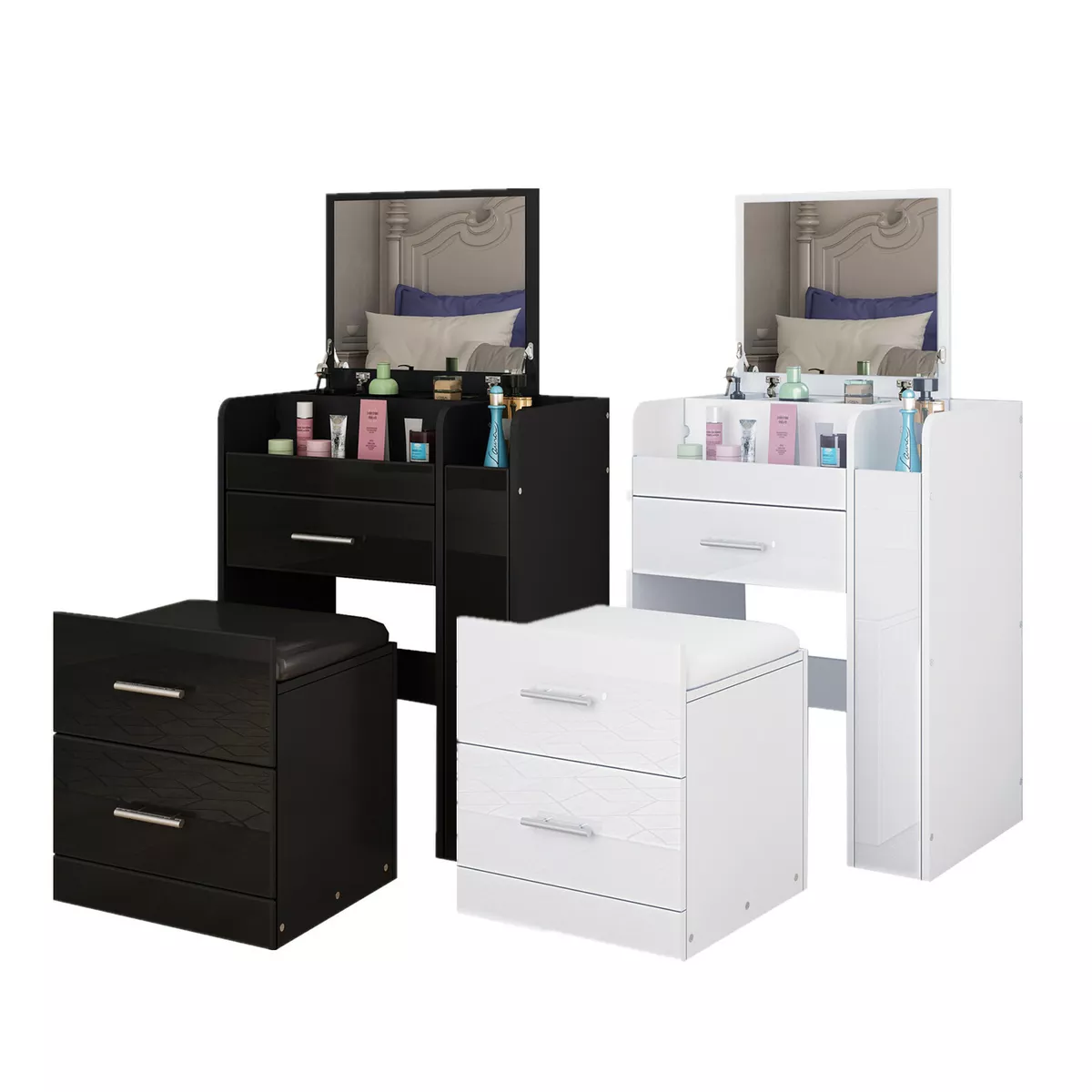 Makeup vanity with 2024 chair and mirror