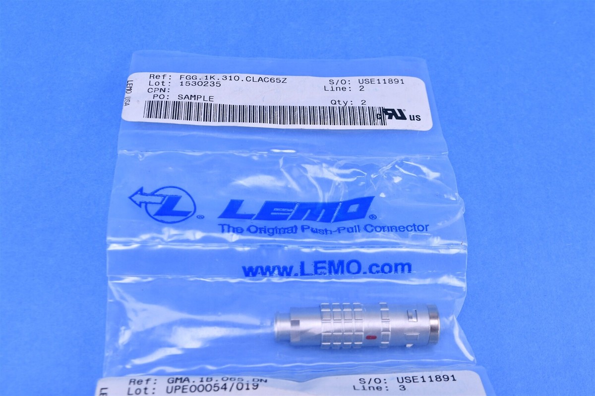 LEMO 10 Position Circular Connector Plug Male Pins Solder Cup FGG