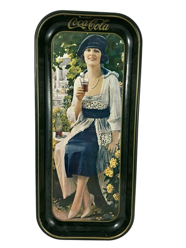 Vtg 1973 Coca Cola Tray Reproduction Of 1921 Ad 19"X8.5" Rectangular Metal