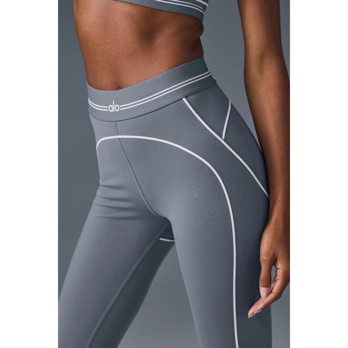 Alo Yoga Airbrush High-Waist Heart Throb Legging Steel Grey XXS | eBay