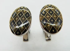Dolan Bullock Sterling Silver Cufflinks Enamel Signed