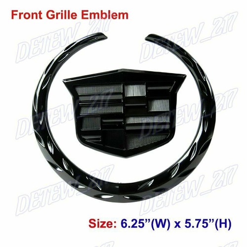 NEW For Cadillac Front Grille 6" Emblem Hood Badge Black Symbol Ornament 1PCS - Picture 2 of 6