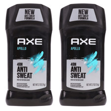 Axe Apollo Antiperspirant Deodorant Stick 48 Hour Anti Sweat 2.7 oz Pack Of 2
