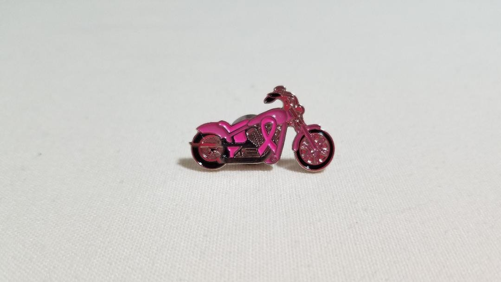 Pink awareness lapel pin for hats and clothing support cause