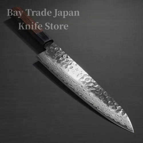 Japanese Isshin Hammered 45 Layers Damascus AUS10 Gyuto Chef Knife 210mm