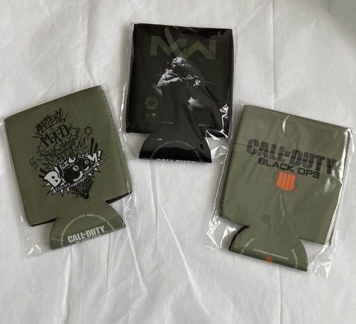 New Set Of 3 Call of Duty Can Koozies: Black Ops &amp; Modern Warfare 