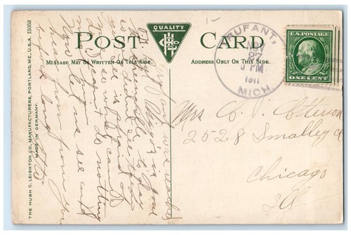 1911 John Ball Park Pond Swan Scene Grand Rapids Michigan MI Posted Postcard - 第 2/2 張圖片