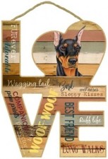 Doberman Blk Tan Love Wood Cut Out 8x11 Nice Hanging Dog Sign Gift Home NEW L71