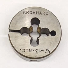 Kromhard 1/2"-13 NC Round Die 2" OD Screw Adjustable Die Carbon Steel USA