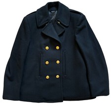 Us Naval Academy Wool Pea Coat Size 12p Gold Metal Button Overcoat Usn Navy