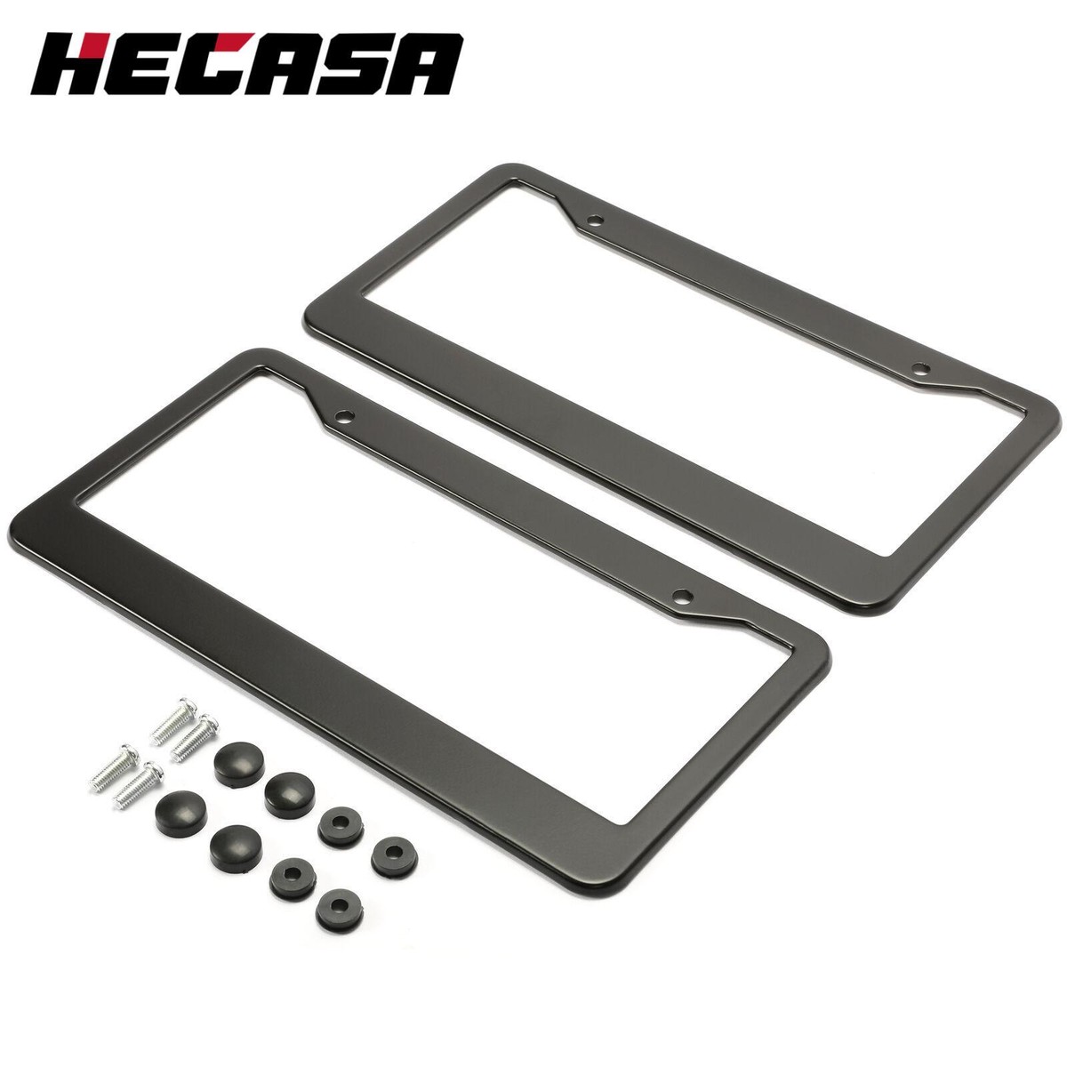 Stainless Steel Universal Black License Plate Frame Tag Cover Screw Caps 2PCS - Foto 8