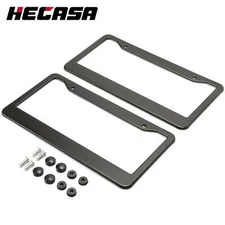 Stainless Steel Universal Black License Plate Frame Tag Cover Screw Caps 2PCS