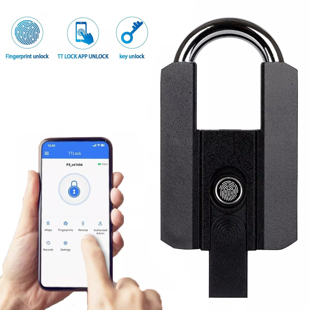 Waterproof Smart Bluetooth Fingerprint Padlock Heavy Duty with 2 Keys
