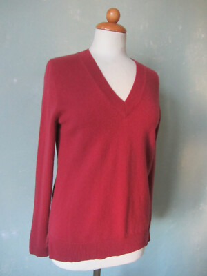 Rena Marx Pullover rot braun 100% Kaschmir V-Ausschnitt Größe 38 M