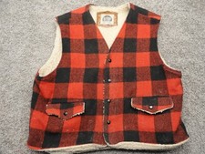 Vintage Miller Western Wear Red Plaid Wool Vest w/ Sherpa Lining, Denver CO HTF