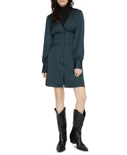Sanctuary Long-Sleeve Button-Front Dress MSRP $139 Size 8 # 22A 102 NEW