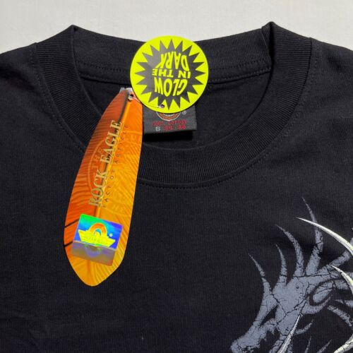 Rock Eagle Dragon T-Shirt Men Sz S Black Tee Glow the Dark Skater Emo Gothic - Picture 3 of 13