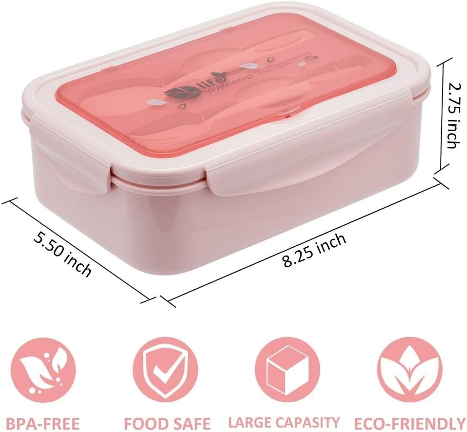 LOVINA 1100ML Bento Lunch Box for Adults & Kids with Compartments