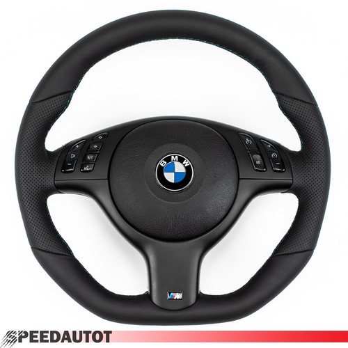 Tausch Abgeflacht Lederlenkrad für BMW M-Power E46 E39 Lenkrad Schwarz Blende - Bild 5 von 10