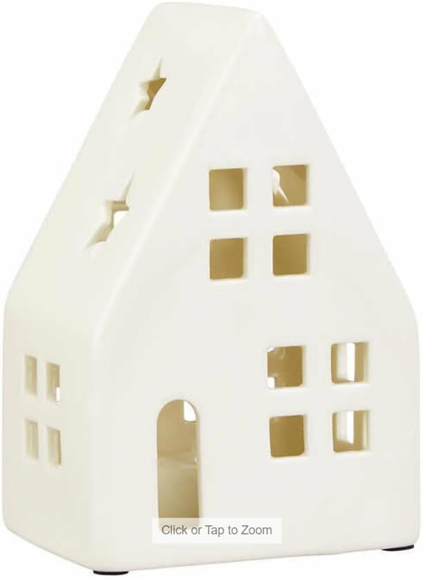 10Piece Illuminated Ceramic Holiday Village Set with Timer *Batteries