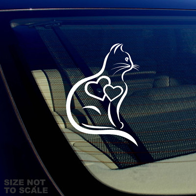 Cat Heart Vinyl Decal Sticker Car Window Bumper Kitten Adopt Paw Love Pet 4''