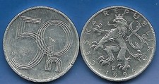 1 Münze aus Tschechoslowakei 50 Heller 1996