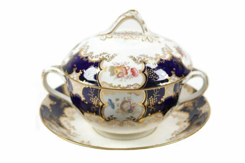 Coalport Porcelain Blue Tea Cups&Saucers